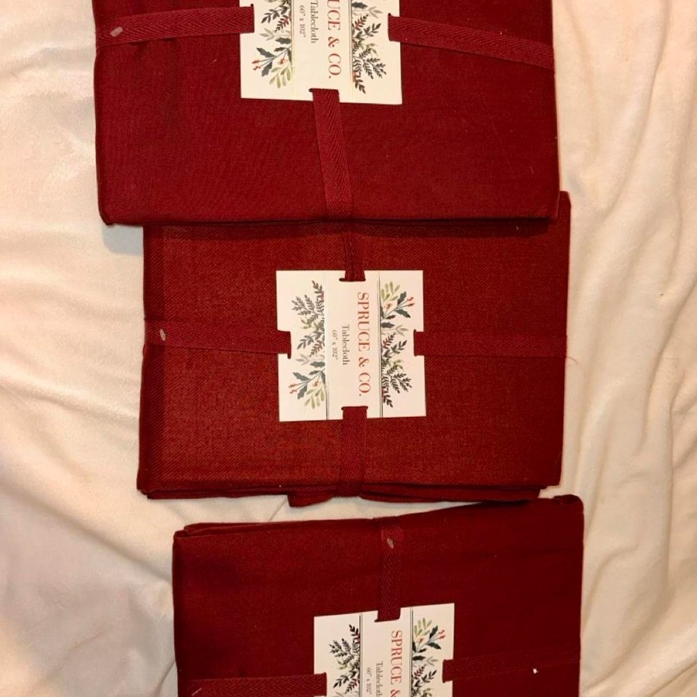 Burgundy tablecloth